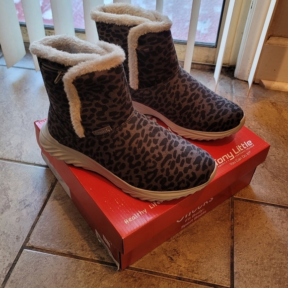 Cheeks Tony Little Whimical Gray Cheetah Print Fit Body Sport Boots Size 9 - Picture 2 of 8